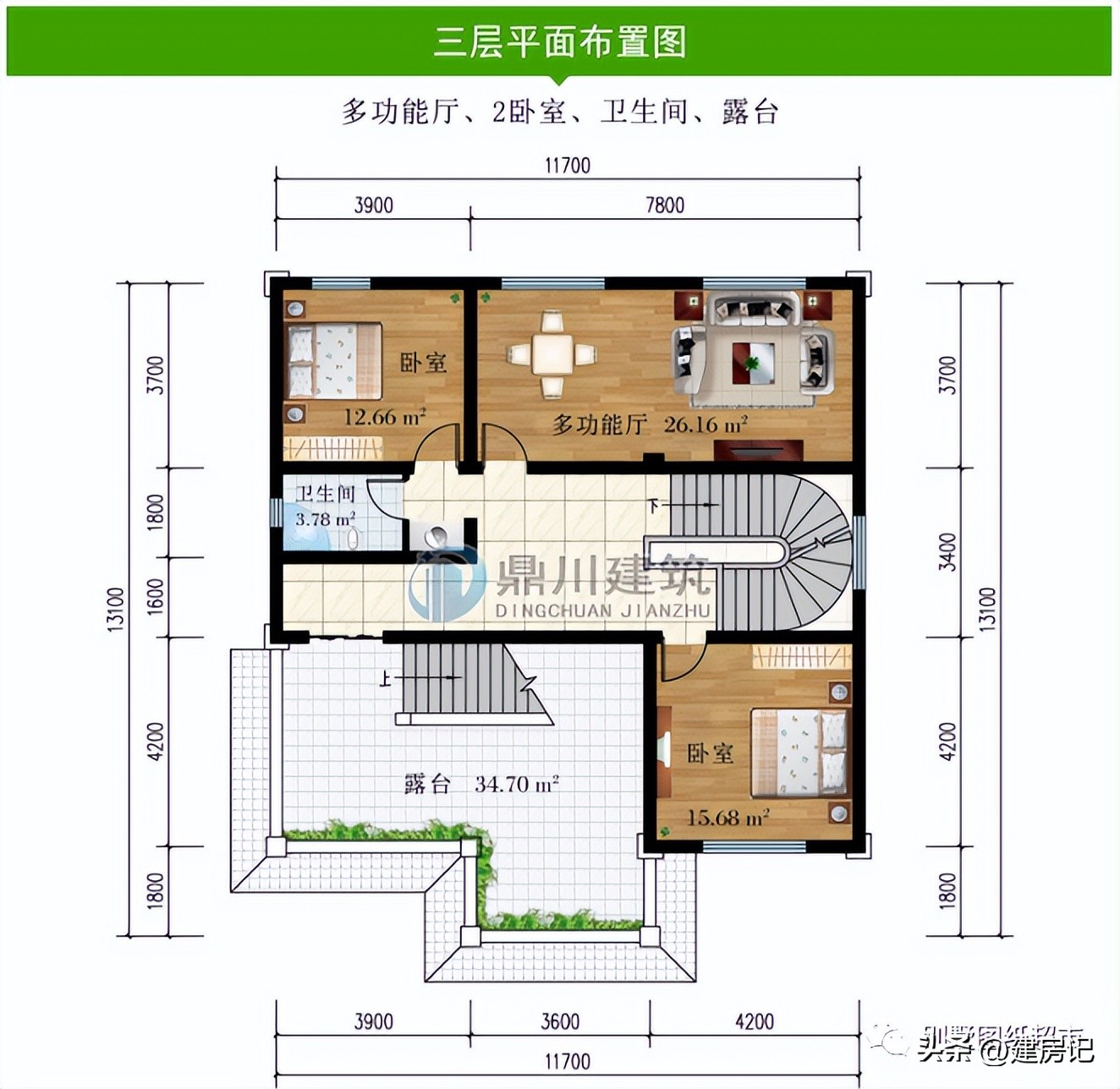 农村二层平屋顶现代风别墅100平方,农村新中式风格二层别墅大全