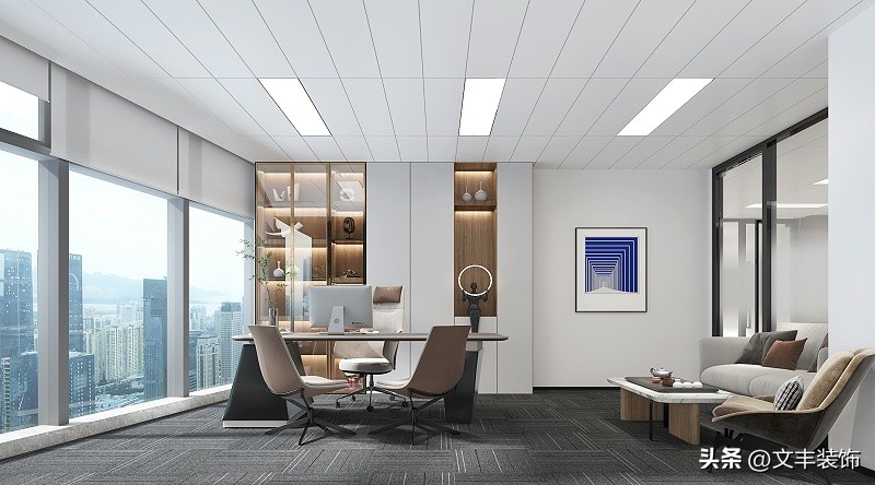 老板办公室装修效果图带茶台,老板办公室简约风格装修效果图