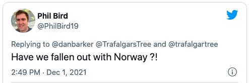 挪威给英国的圣诞树被吐槽,挪威英国圣诞树