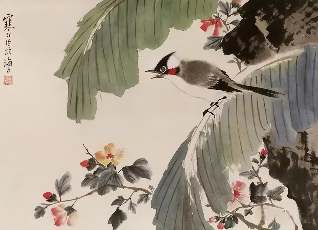 江寒汀写意黑山雀石榴花图,江寒汀写意花鸟千峰竞秀原作尺寸
