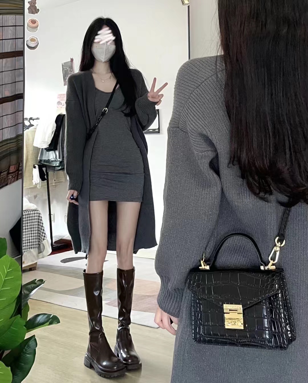 好穿又好搭时尚长筒宽靴,棕色长筒靴子女2022爆款洋气气质