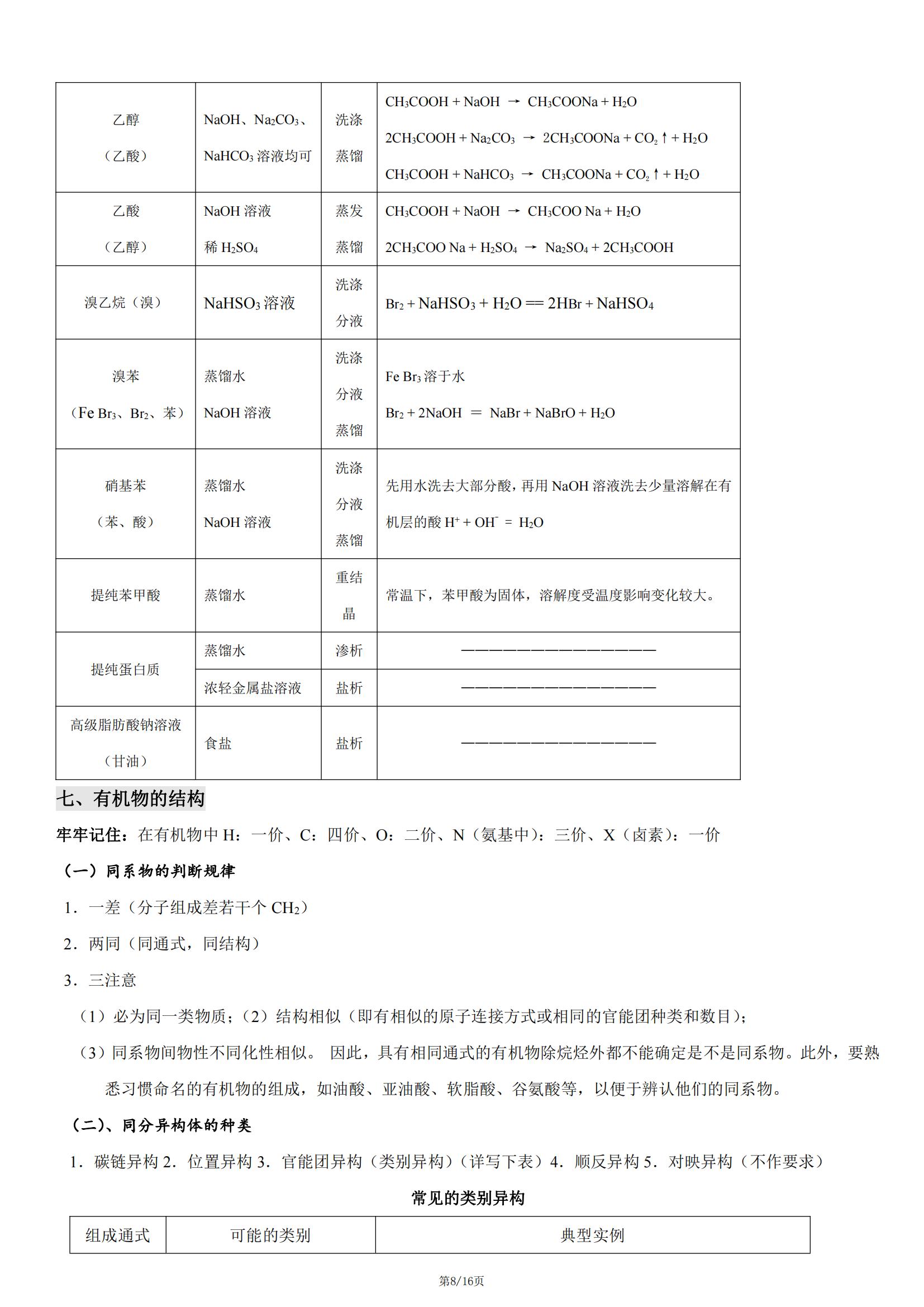 高中有机化学必背知识,有机化学基础知识点总结高中