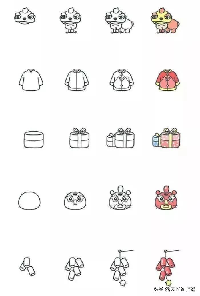 春节龙的简笔画怎么画简单又好看,6-12岁2022年春节简笔画