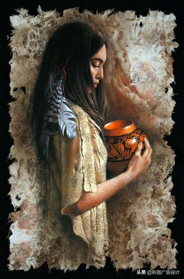 印第安人油画高清,印第安人油画艺术