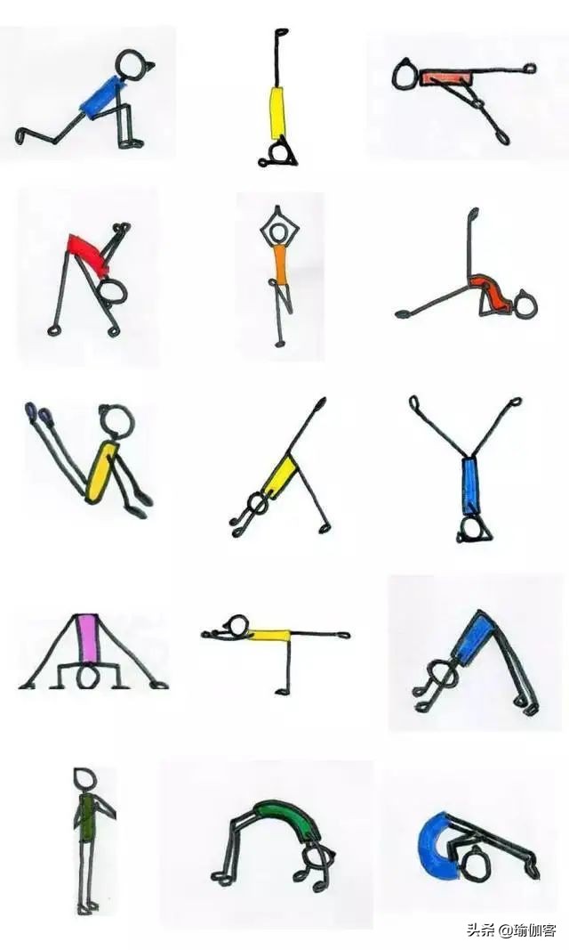 瑜伽排课体式小人图简易版,瑜伽体式动作小人图