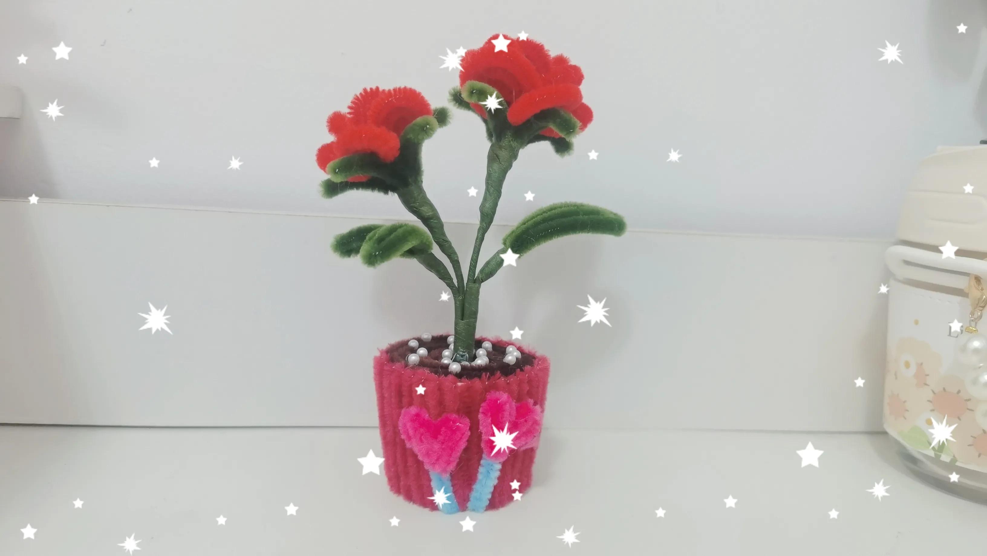 扭扭棒玫瑰花制作过程,扭扭棒做巨大粉色玫瑰教程