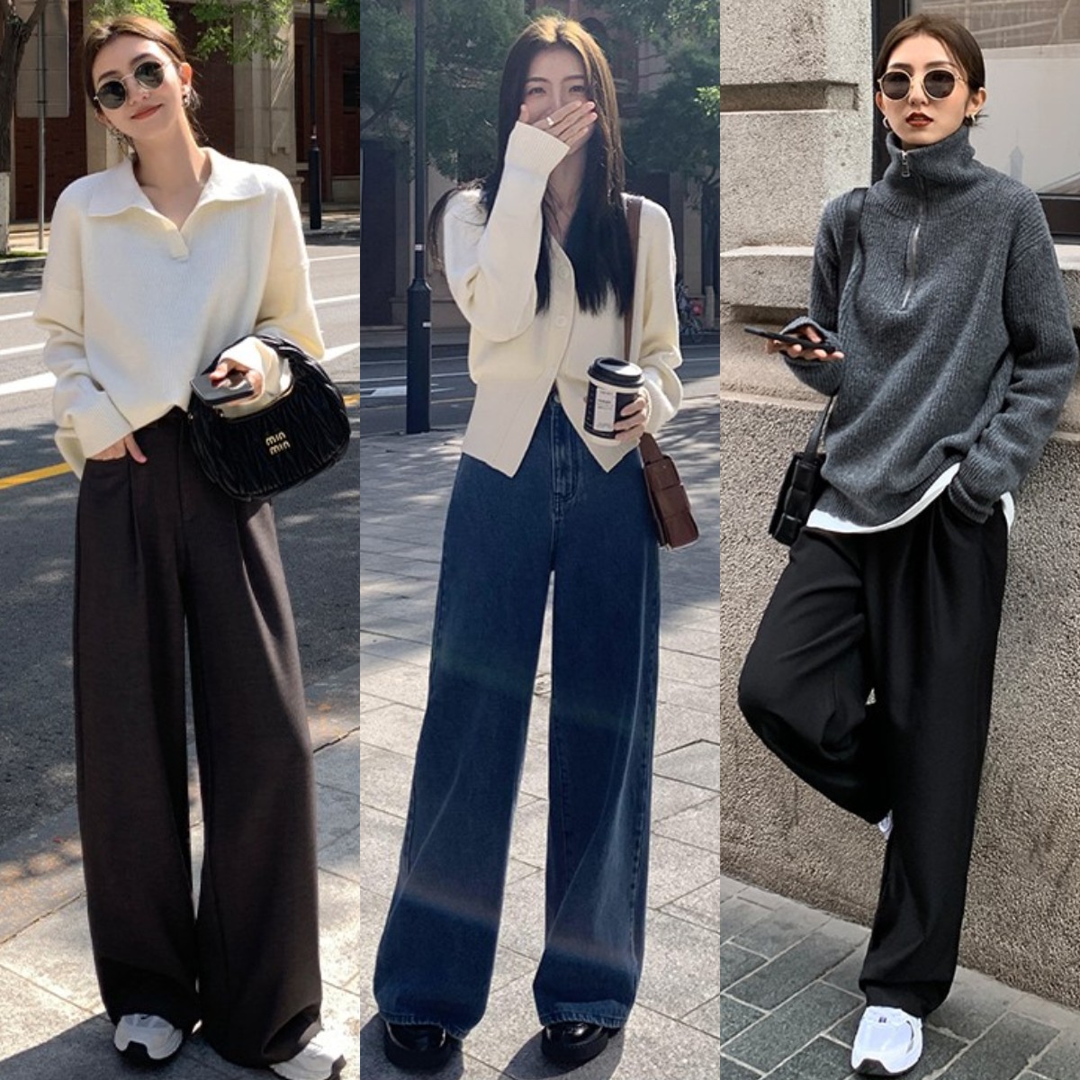 高腰显瘦阔腿直筒裤小个子,显高显瘦显腿长的高腰裤小个子穿