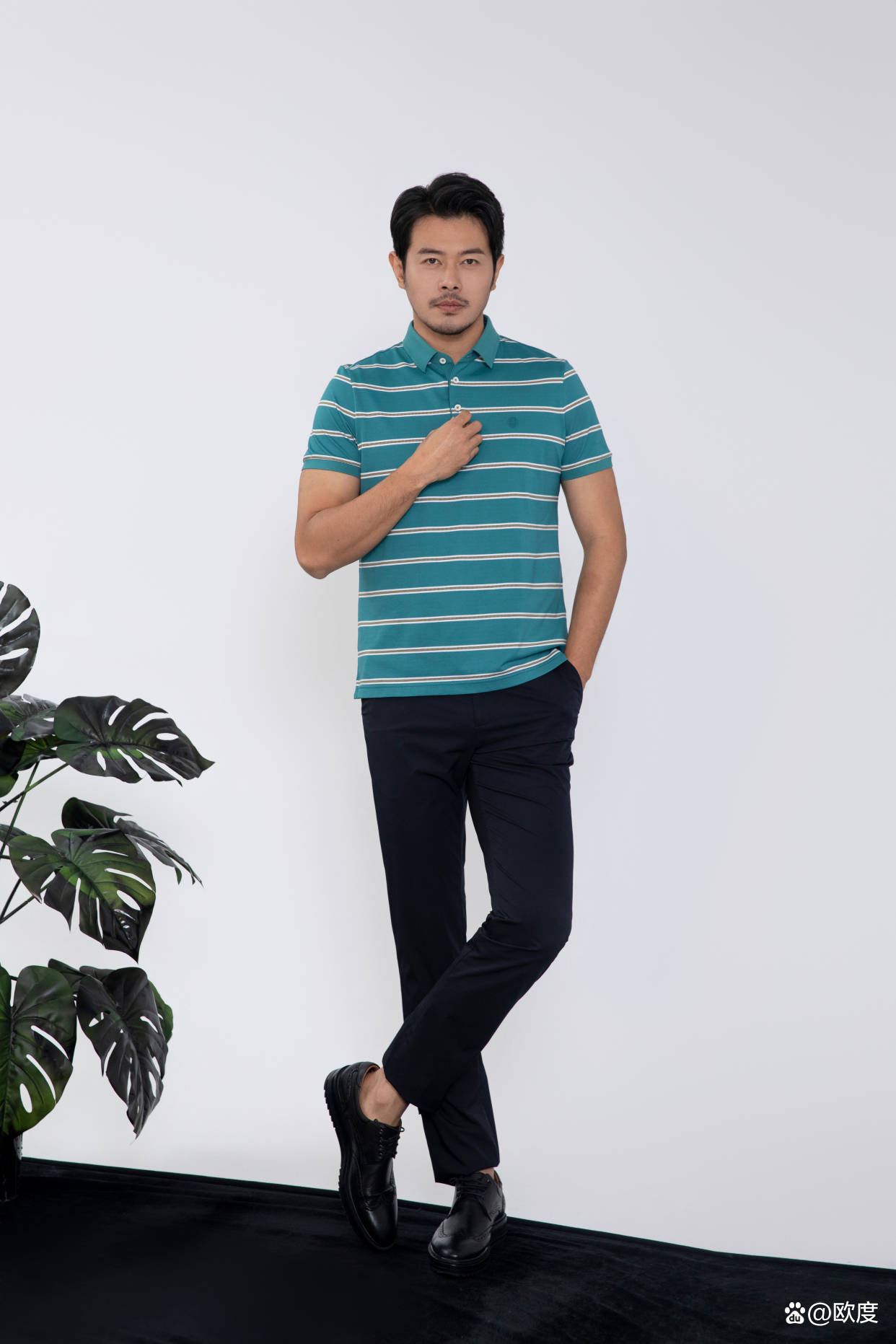 秋冬款商务polo,气质男士夏季修身polo衫