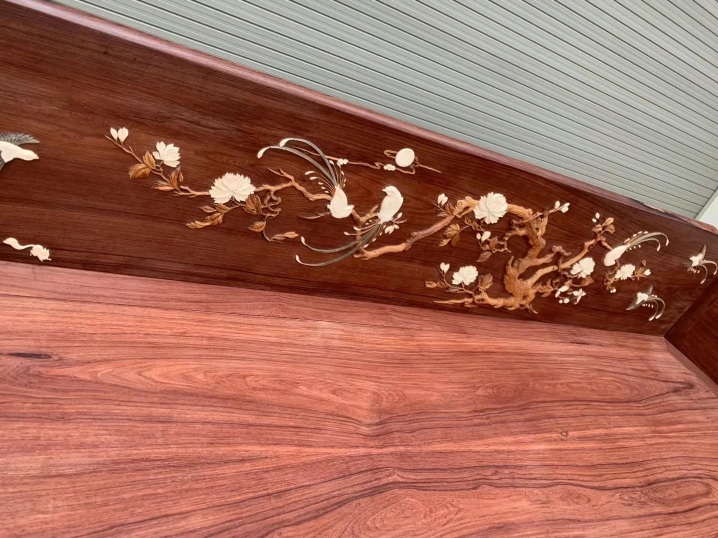 精品老料白酸枝罗汉床,独板东非酸枝罗汉床三件套价格