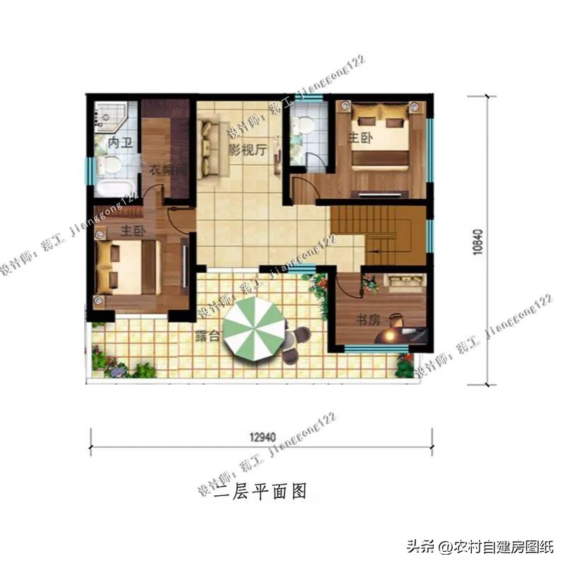 北方农村一层五间平屋顶,农村自建二层半别墅屋顶设计