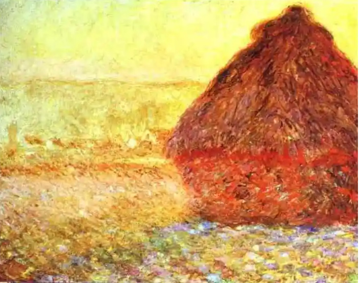 莫奈干草堆系列夏末清晨作品赏析,莫奈的干草堆和日出印象哪个更好