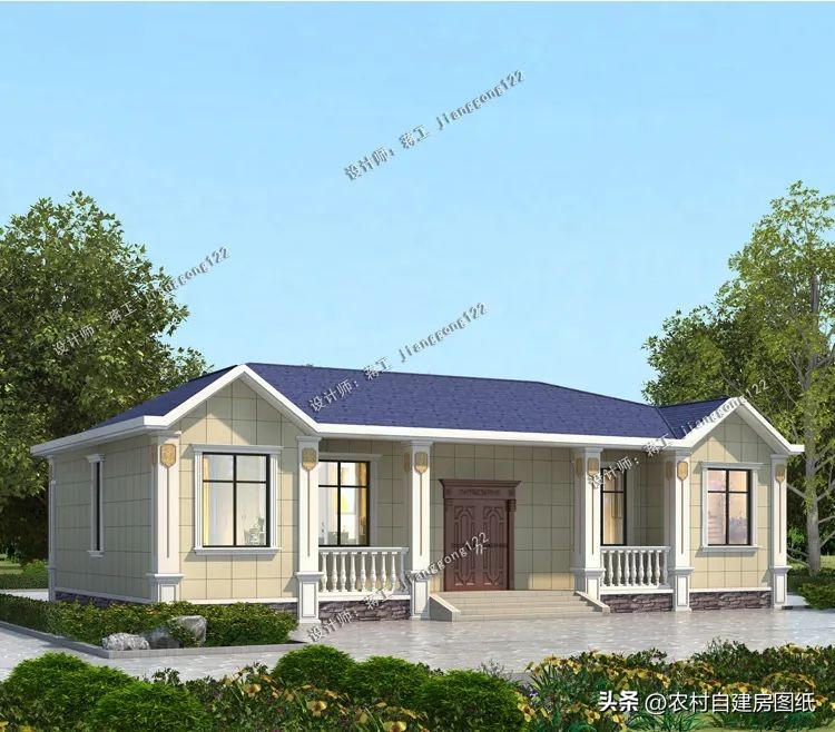 农村自建平房一层平层,一层农村平房户型设计效果图