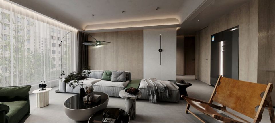 微水泥瓷砖搭配全屋效果图,微水泥柔光瓷砖的真实感受