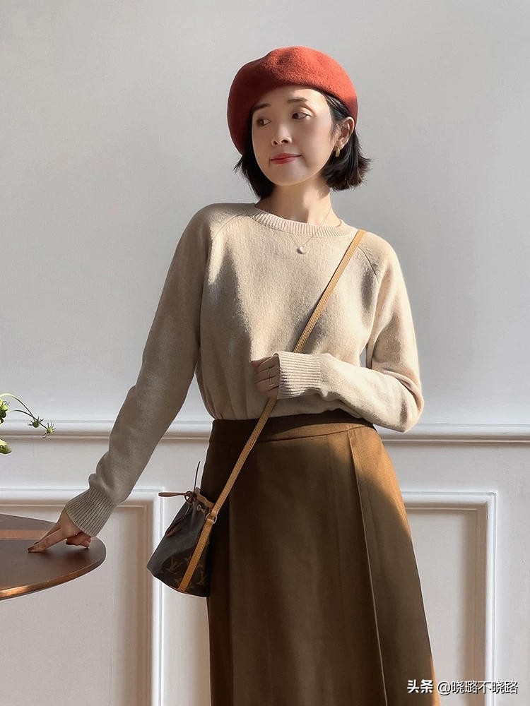 针织衫高腰显瘦开叉半身裙套装女,针织衫女裙微胖