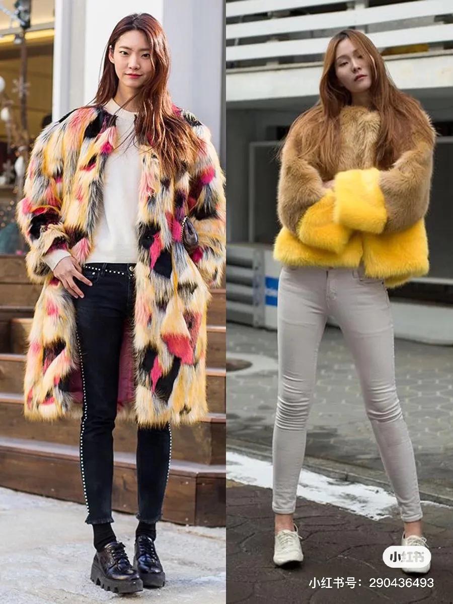 韩国街头穿搭羽绒服长款,韩国小姐姐羽绒服