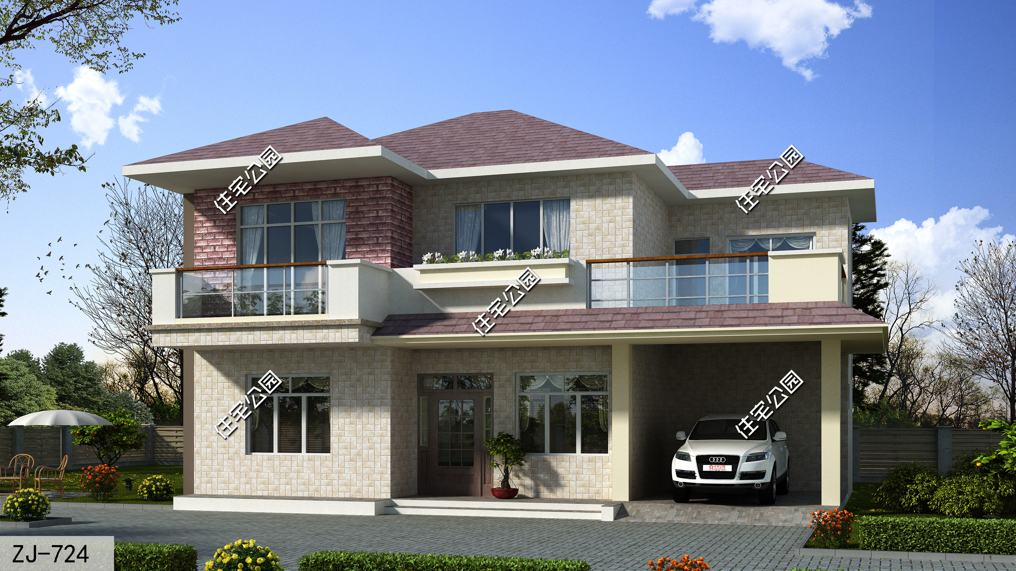 农村简单大气的二层别墅户型,11.5米x11米二层半现代别墅平面图