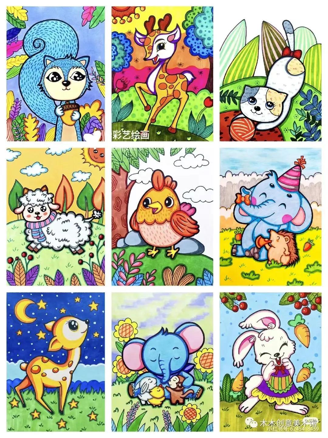 手绘临摹素材1000例马克笔儿童画,24色马克笔画画教程简单儿童