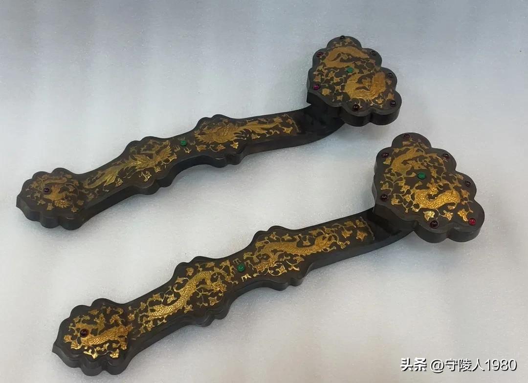 唐代铜鎏金錾刻工艺特征,錾刻鎏金铜包银如意