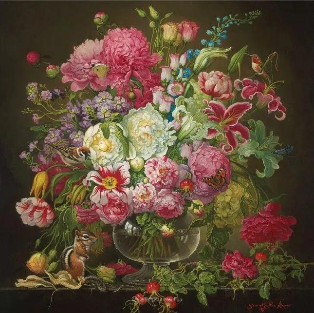 有关爱情的花鸟油画作品,北欧轻奢风格油画作品