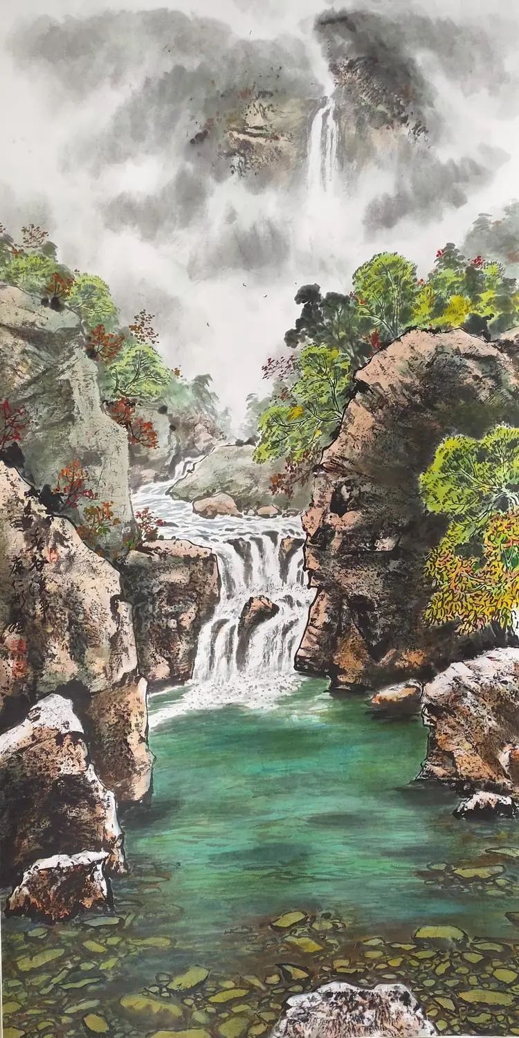 仁山智水山水画,仁山智水书法作品