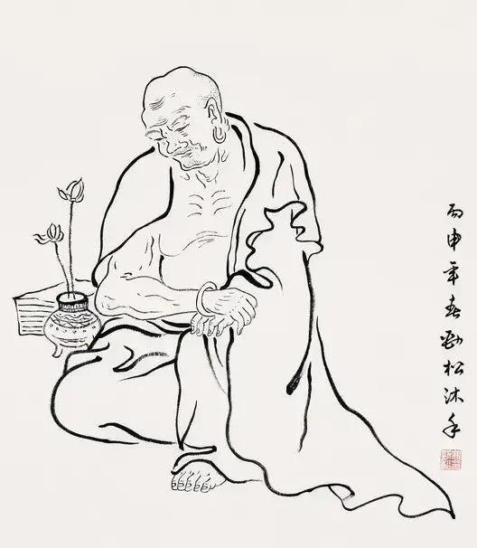 工笔白描罗汉图这线条美绝了,罗汉佛工笔白描图片