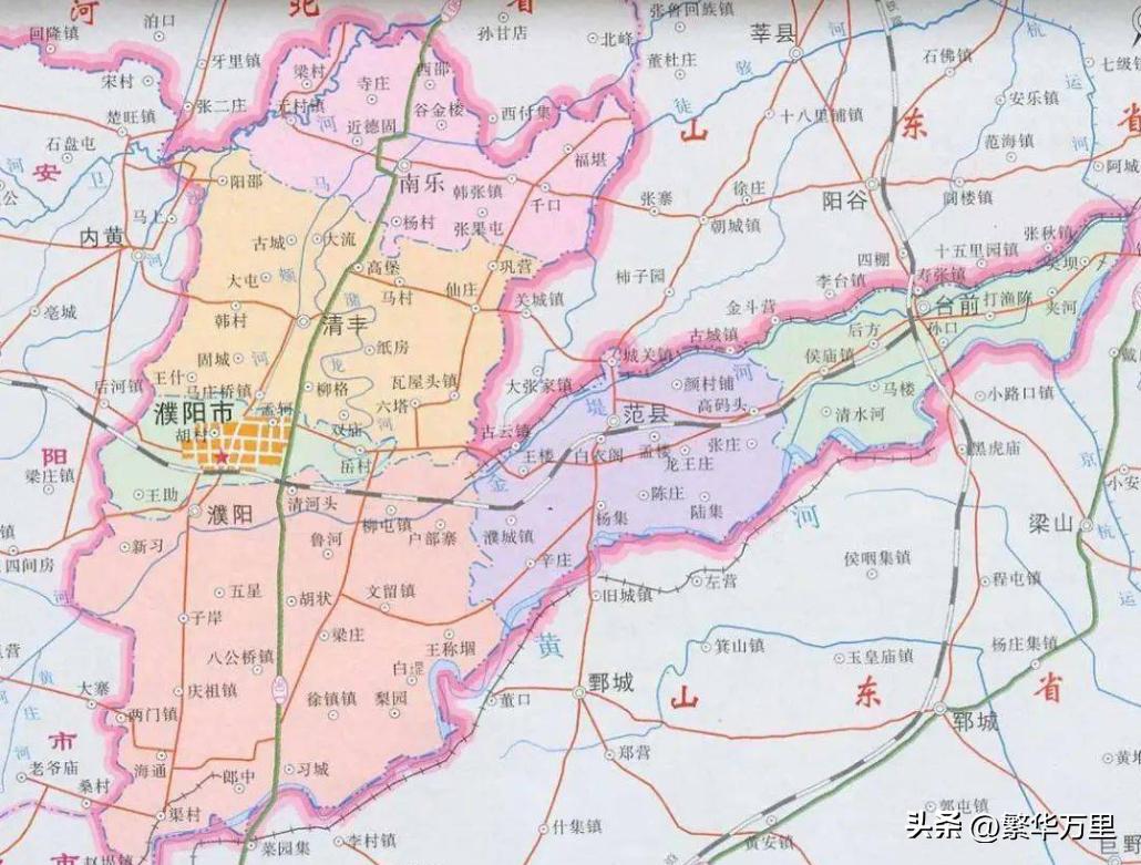 濮阳市政区图,濮阳县辖区最新划分