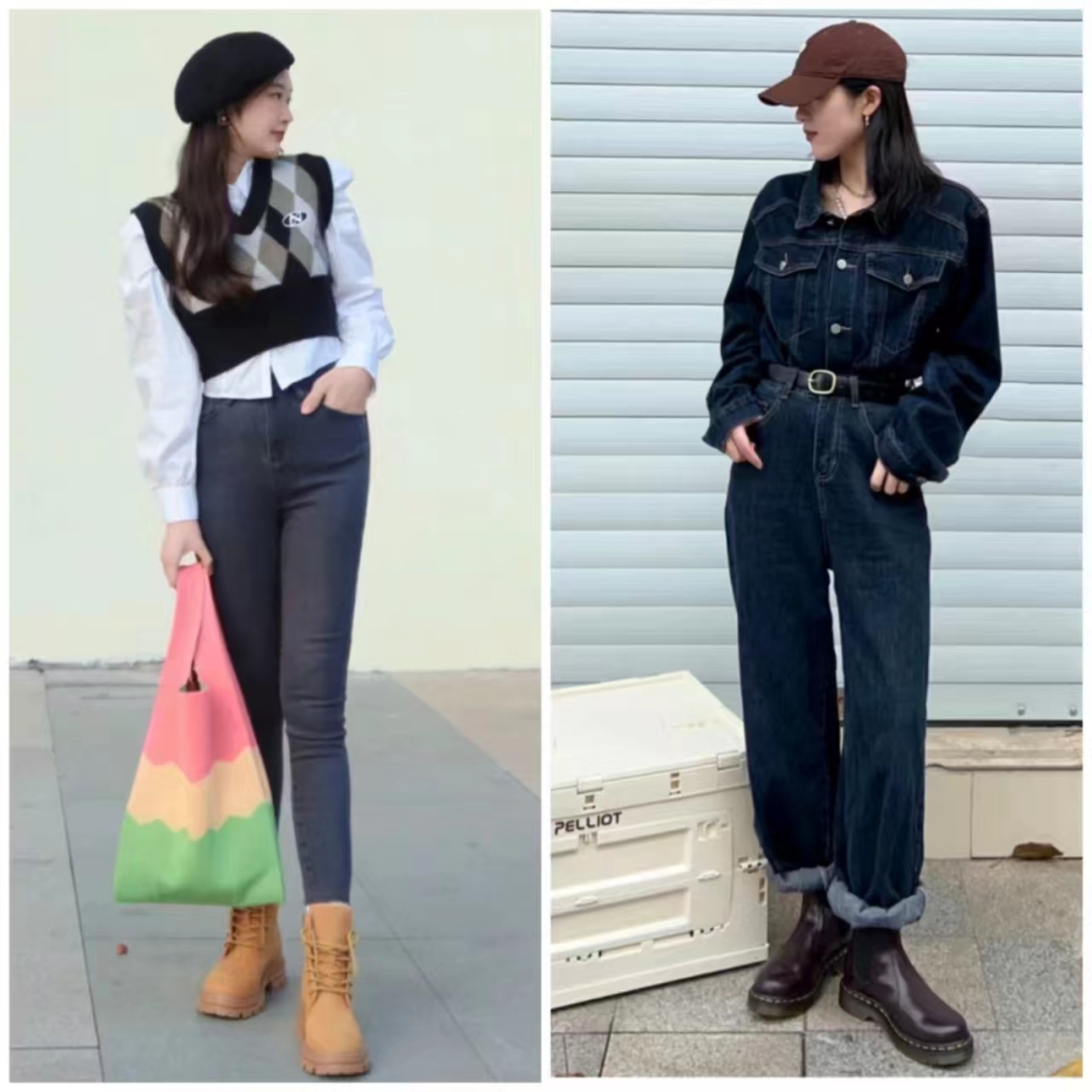 马丁靴的正确搭配图秋冬,穿长腿马丁靴配什么裤子好看