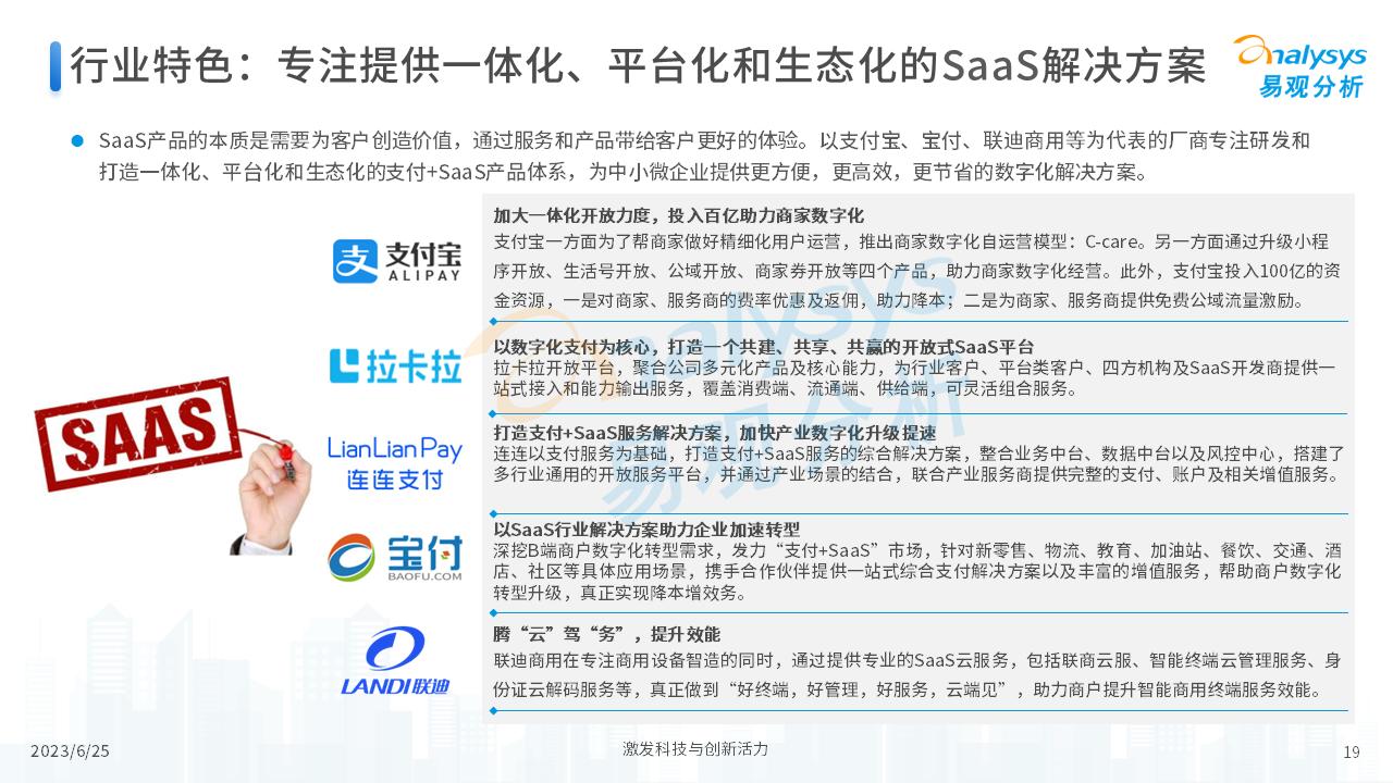 中国支付+SaaS服务赋能中小微企业数字化转型专题分析2023