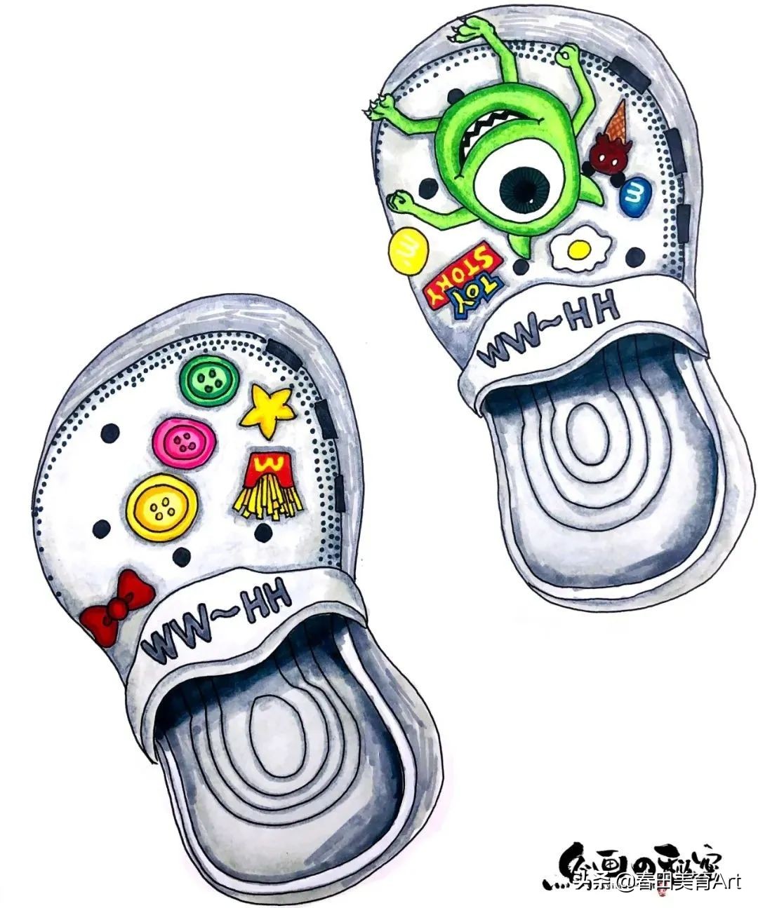 儿童美术手工鞋,洞洞鞋美术课件