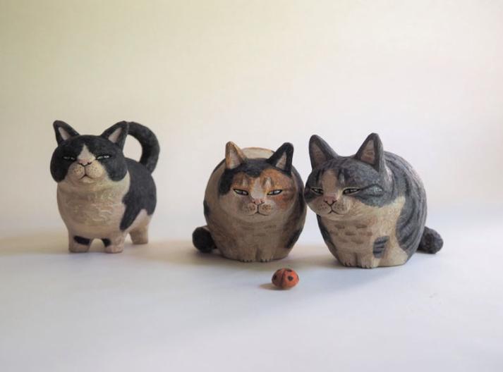 日本艺术家木雕猫,日本木雕艺术家猫
