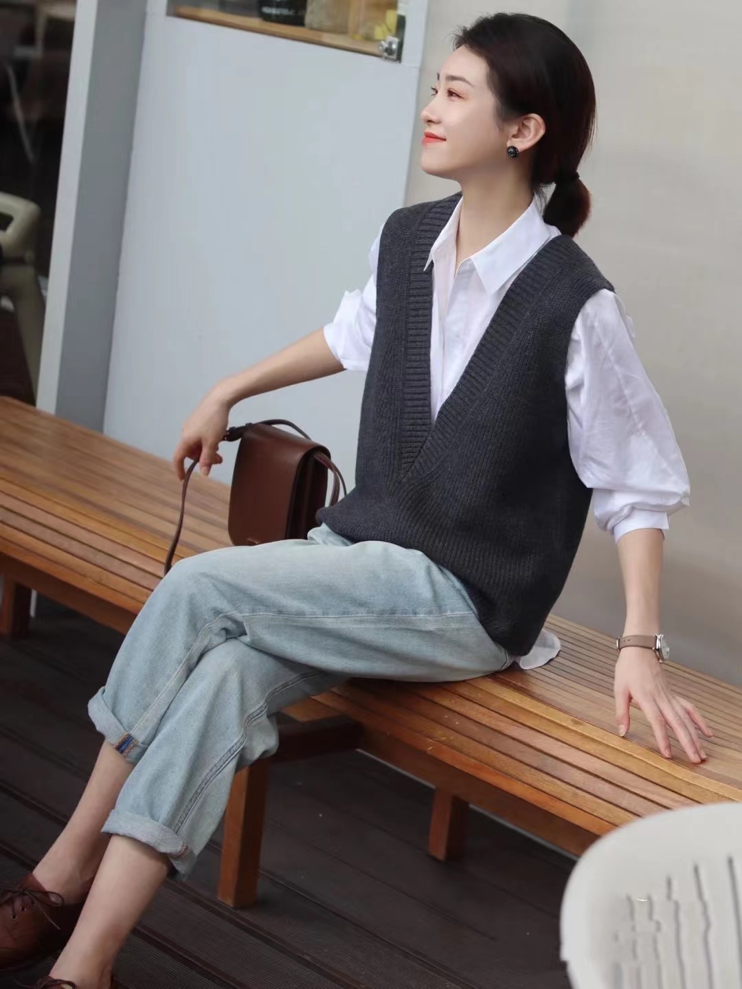 叠穿马甲长款针织可爱,秋季叠穿洋气马甲