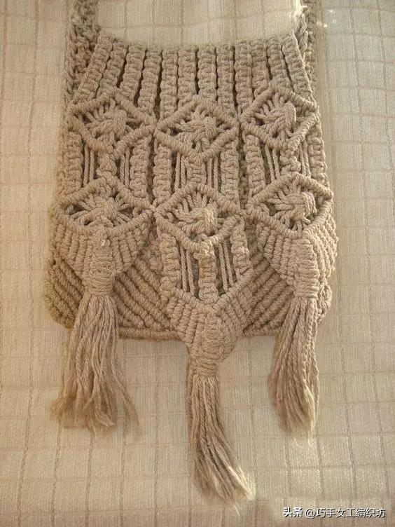 简单绳子编包包不用钩针,棉线绳编包包教程全过程