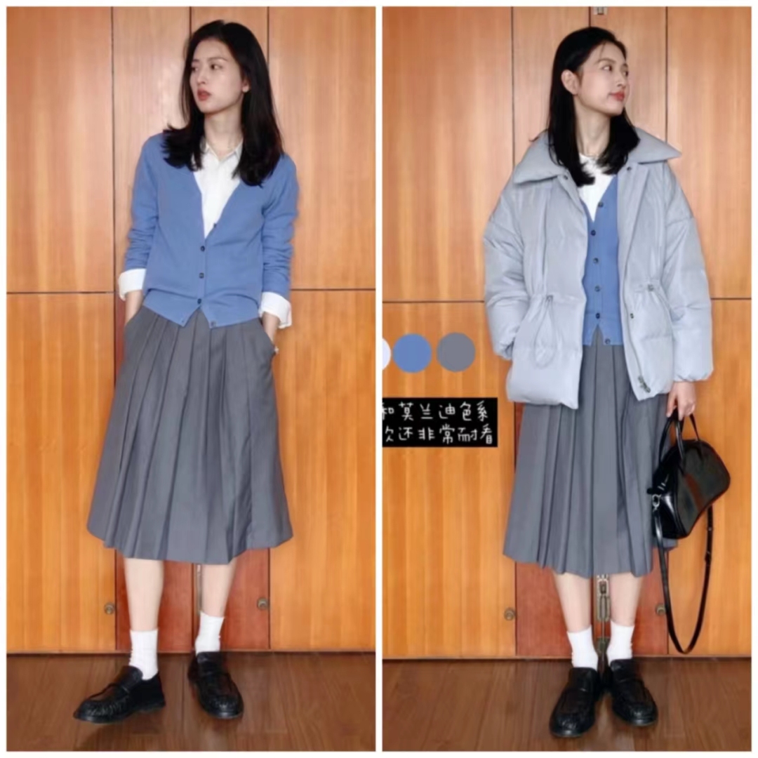 短款白色羽绒服的最佳搭配半身裙,羽绒服搭配哪些裙子才时髦