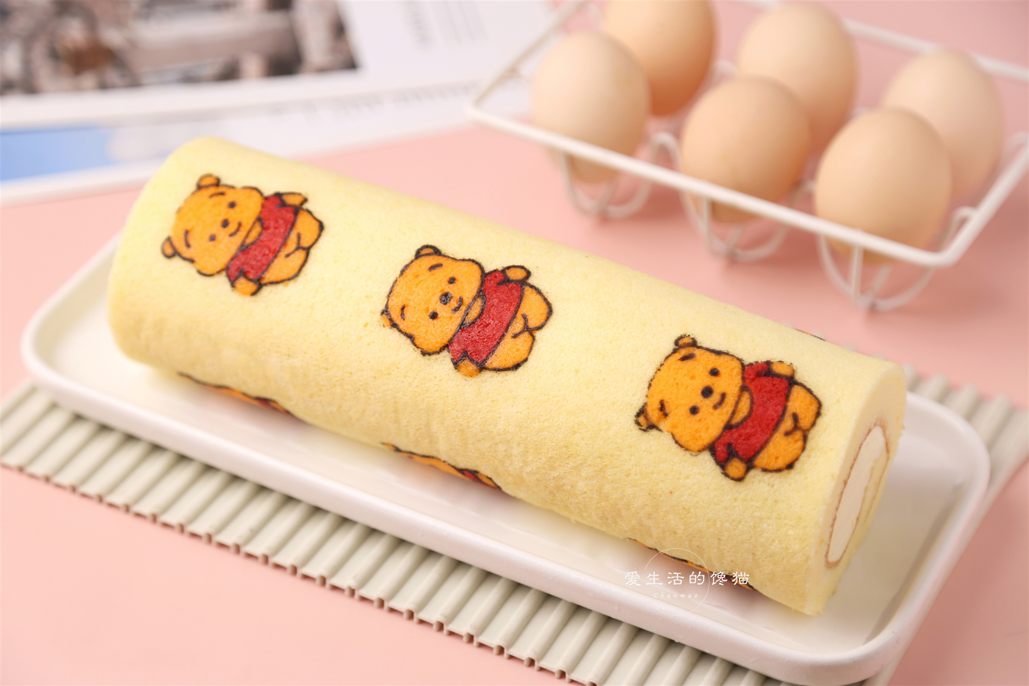 超可爱！！小熊维尼蛋糕卷，软萌好吃，入口即化