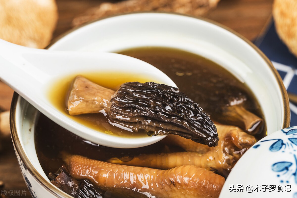 这种菇长得就像一个羊肚，加上母鸡炖汤，营养美味又养胃
