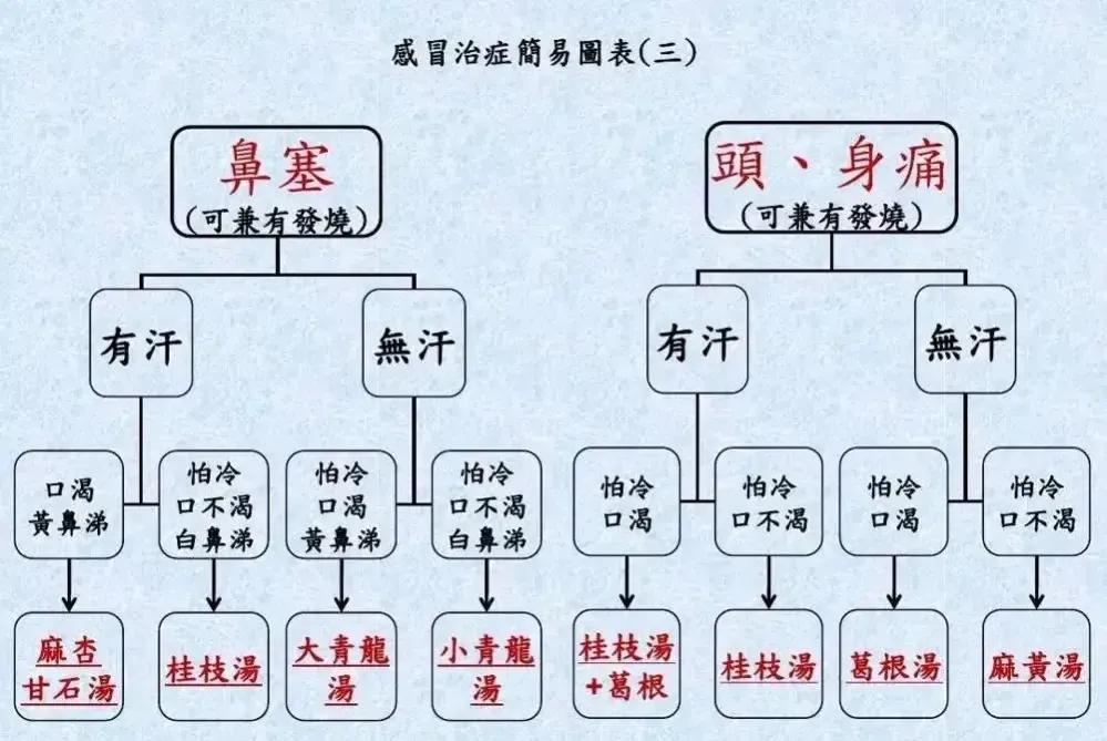 比较全面的中医治感冒图表