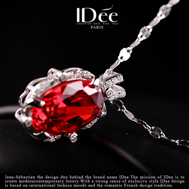 时尚轻奢彩银项链,坠式银项链浪漫520礼物