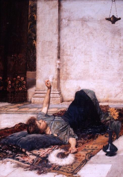 他以惯有的似有似无的半裸体画风表现古典女性人物美貌与风采