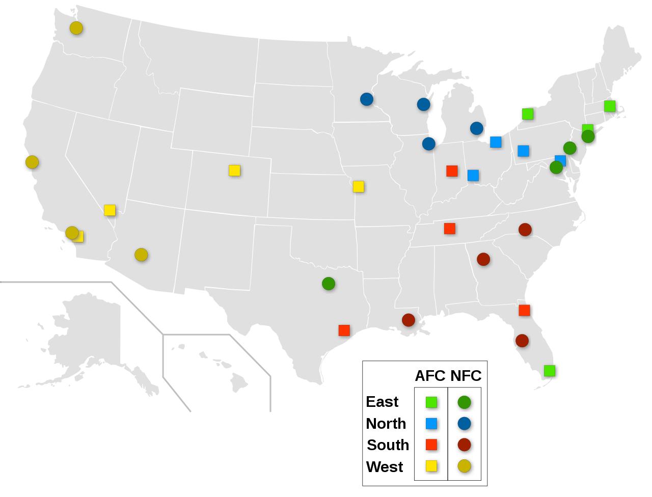 美国橄榄球主场巡礼,美国橄榄球联合会赛程