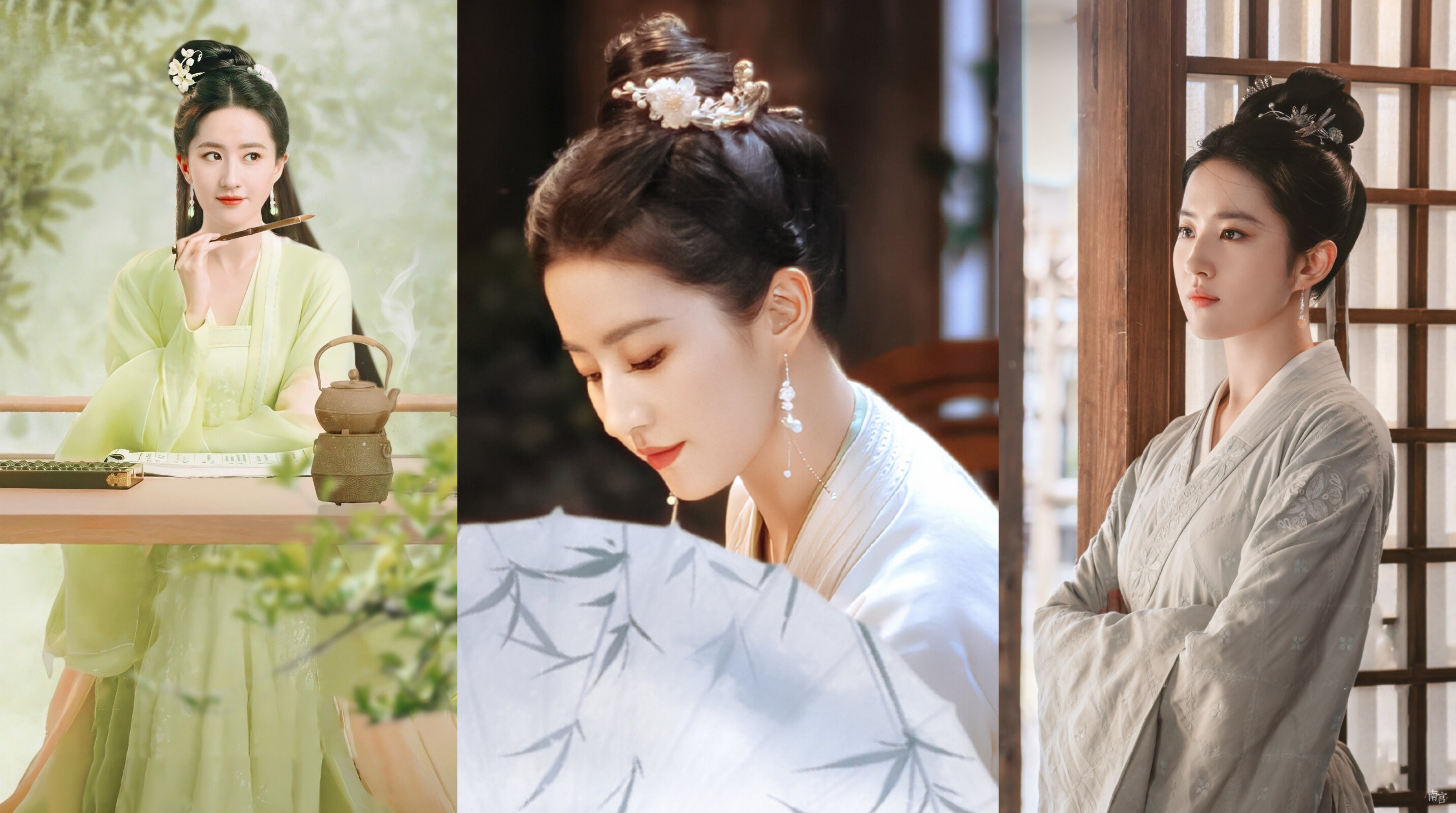 赵丽颖和白鹿同款发型,白鹿赵丽颖长月粉衣换脸造型对比