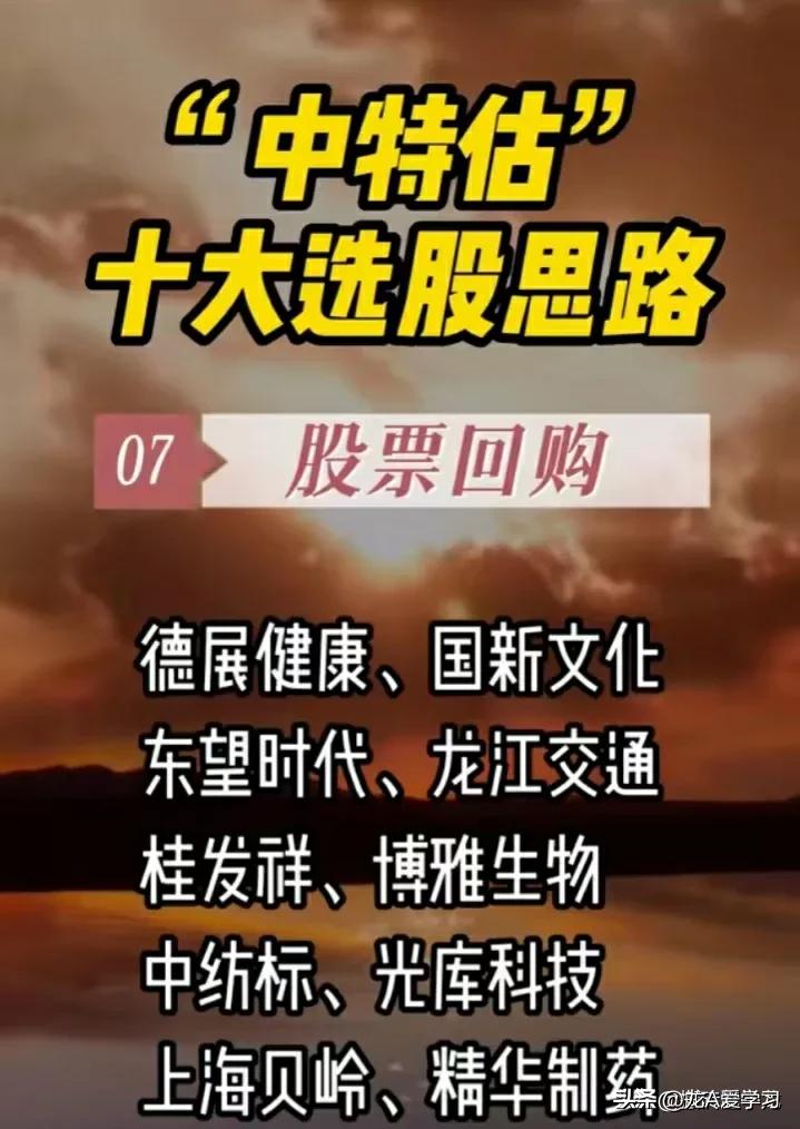 中特股八大思路,中特股龙头股一览表