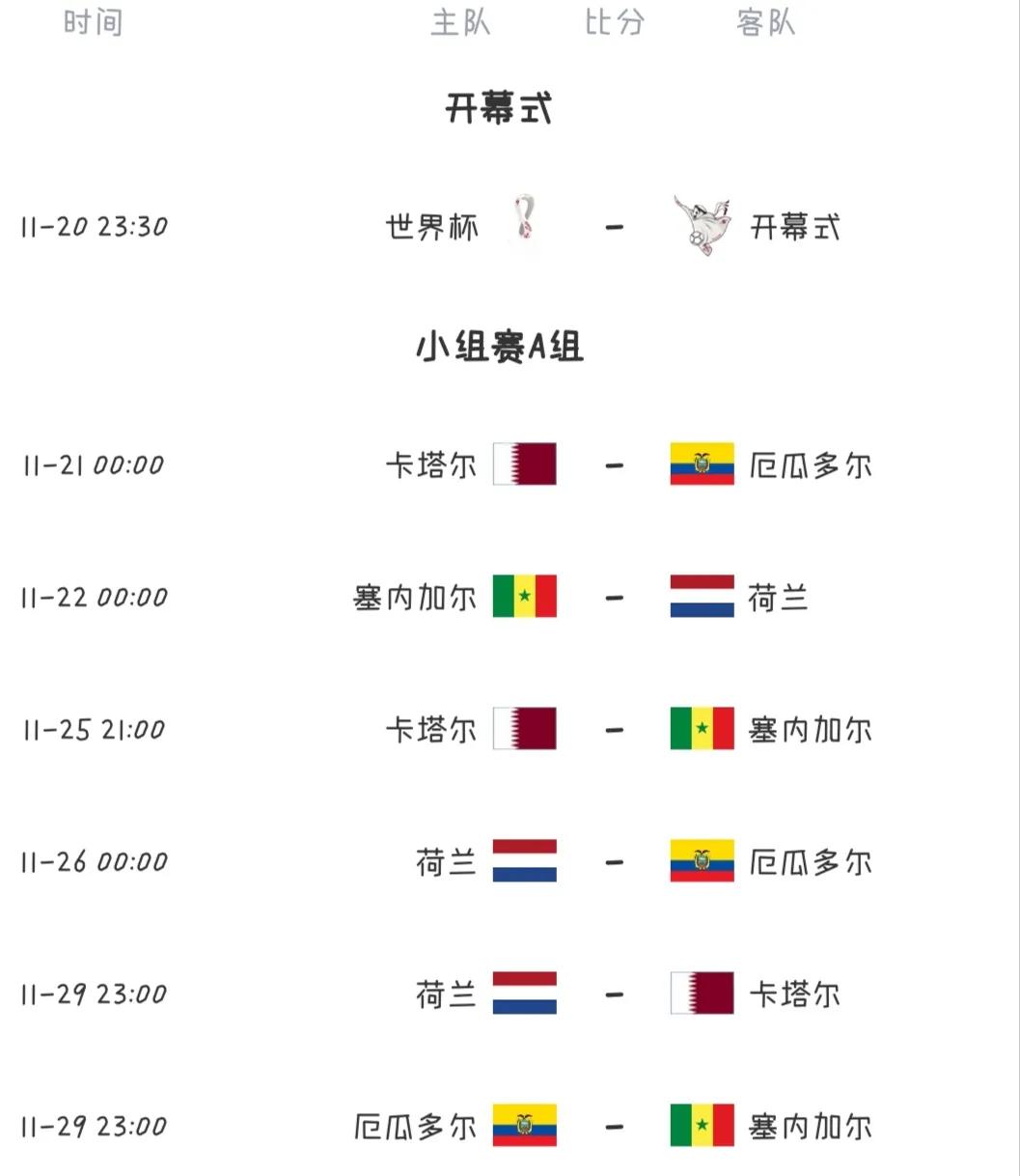 世界杯赛程完整版,世界杯女足赛程表