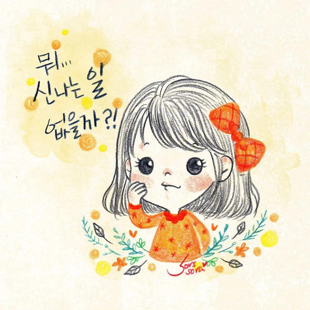 彩铅绘画7-15岁简笔画可爱又简单,可爱彩铅简笔画简单的少女