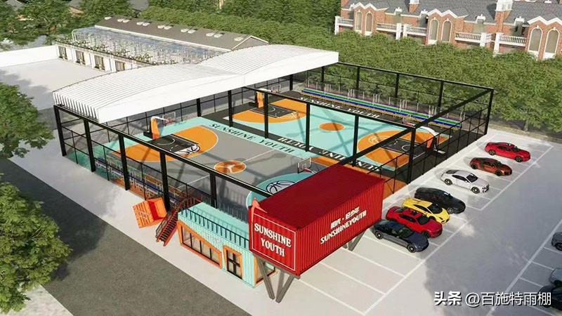 篮球场简易棚,篮球场收缩棚做法