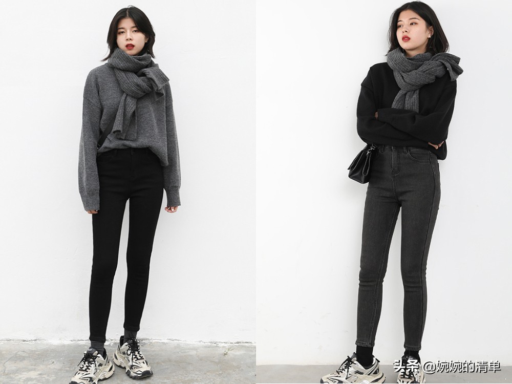 冬季黑色外穿小黑裤显腿瘦,冬天显瘦秘笈光腿神器加绒牛仔裤