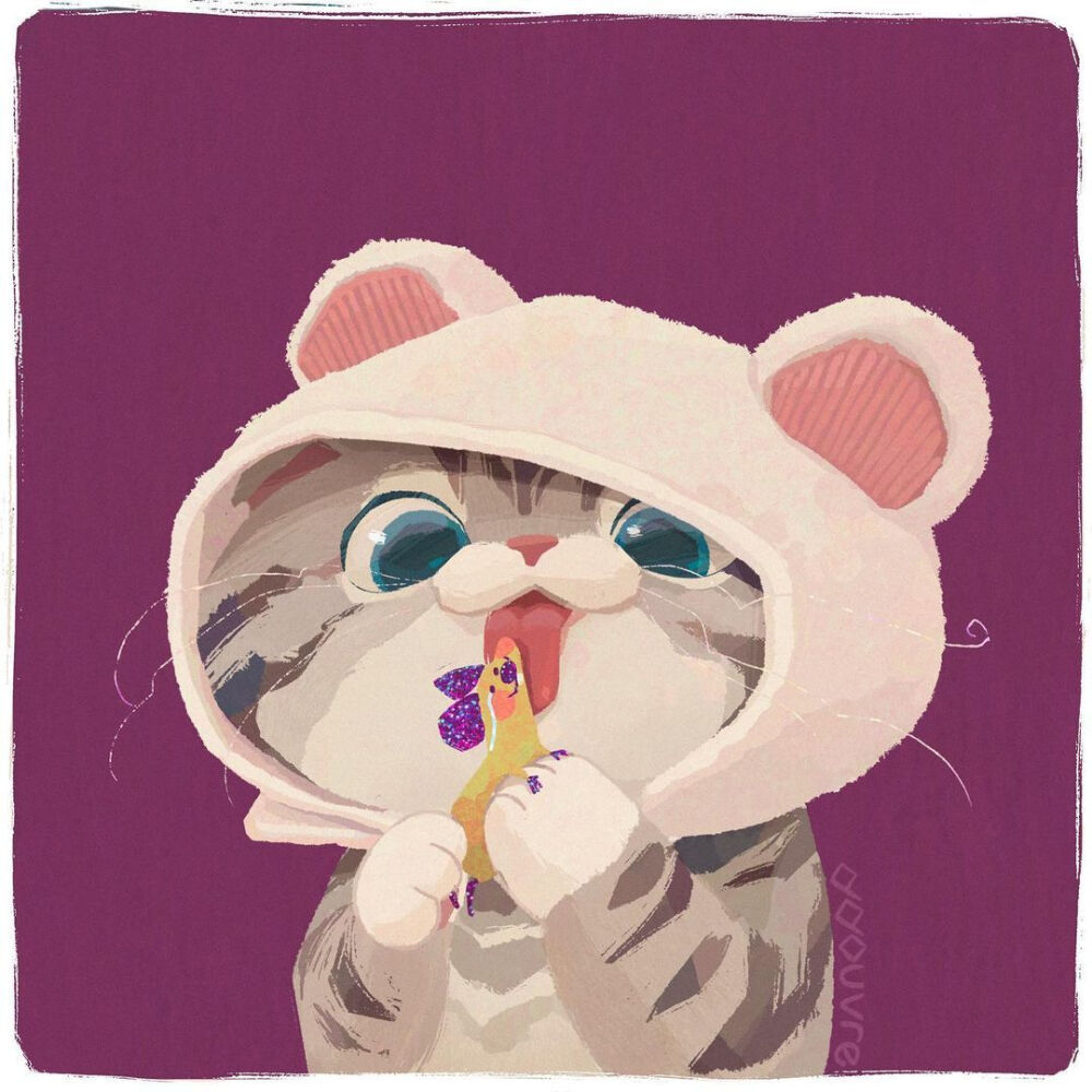 DDouvre插画|拟人化的小动物头像，治愈系猫咪肖像画系列