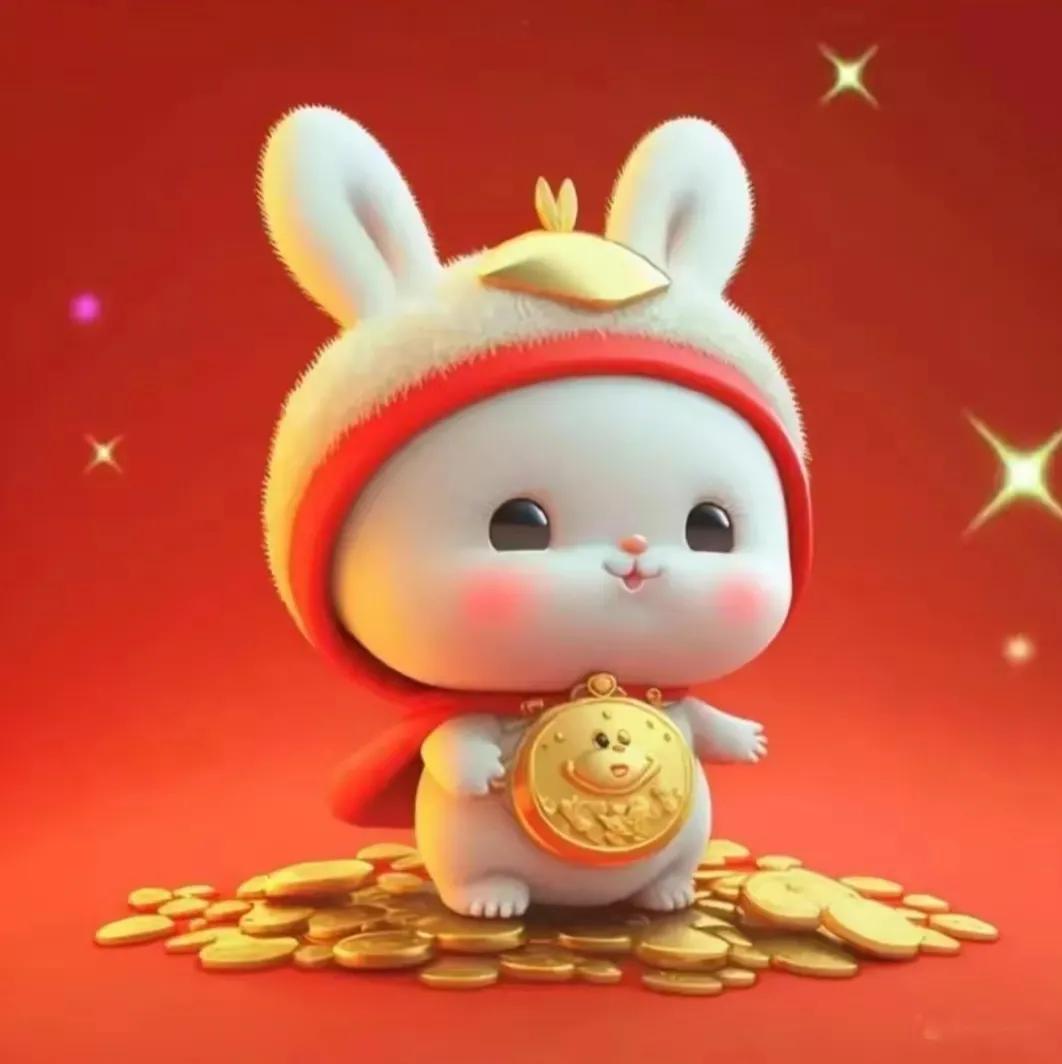 2024新年萌兔头像唯美卡通,兔兔好运头像卡通可爱