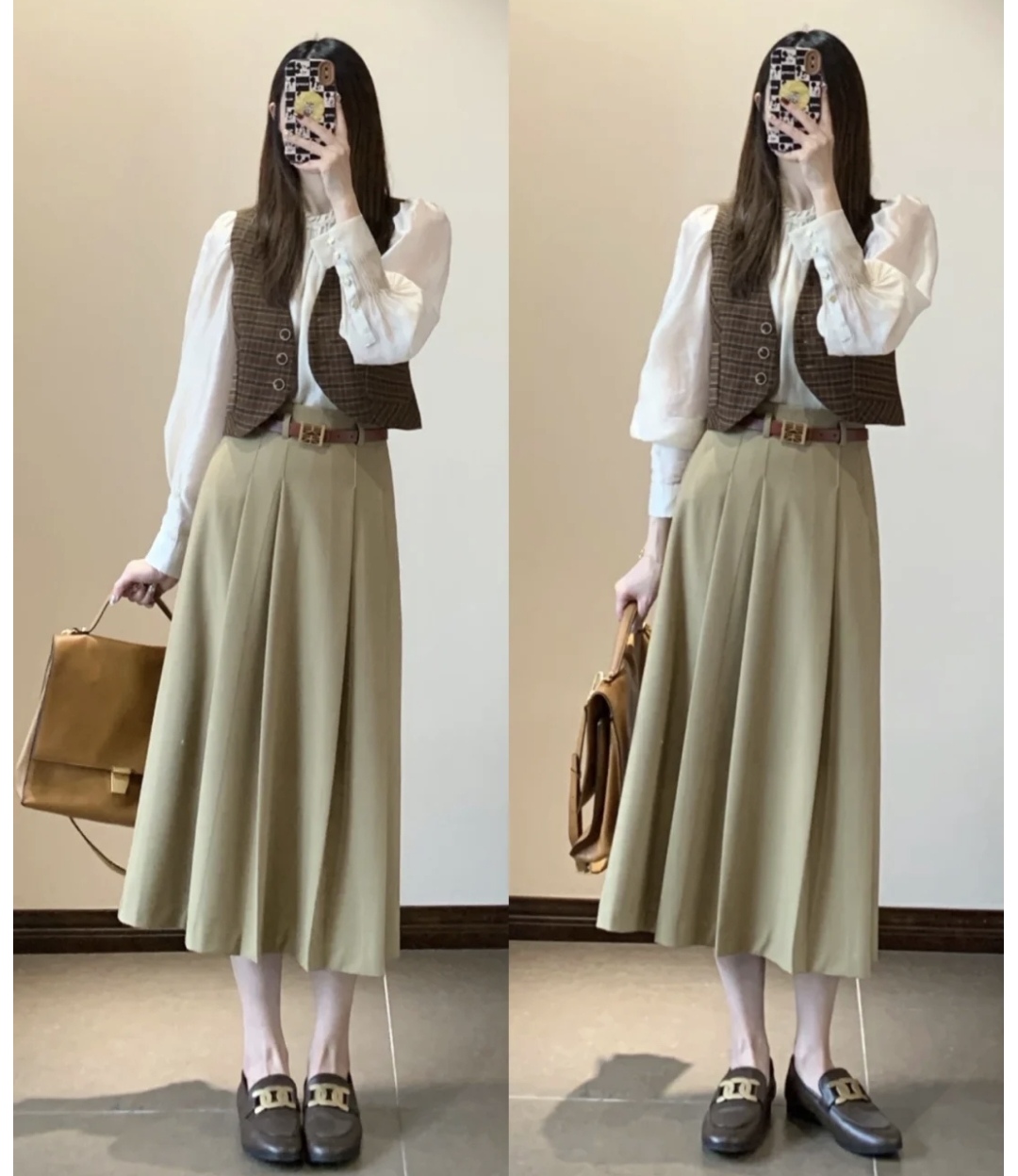 冬季流行鱼尾裙短款羽绒服穿搭,深色羽绒服搭配什么色的半身裙