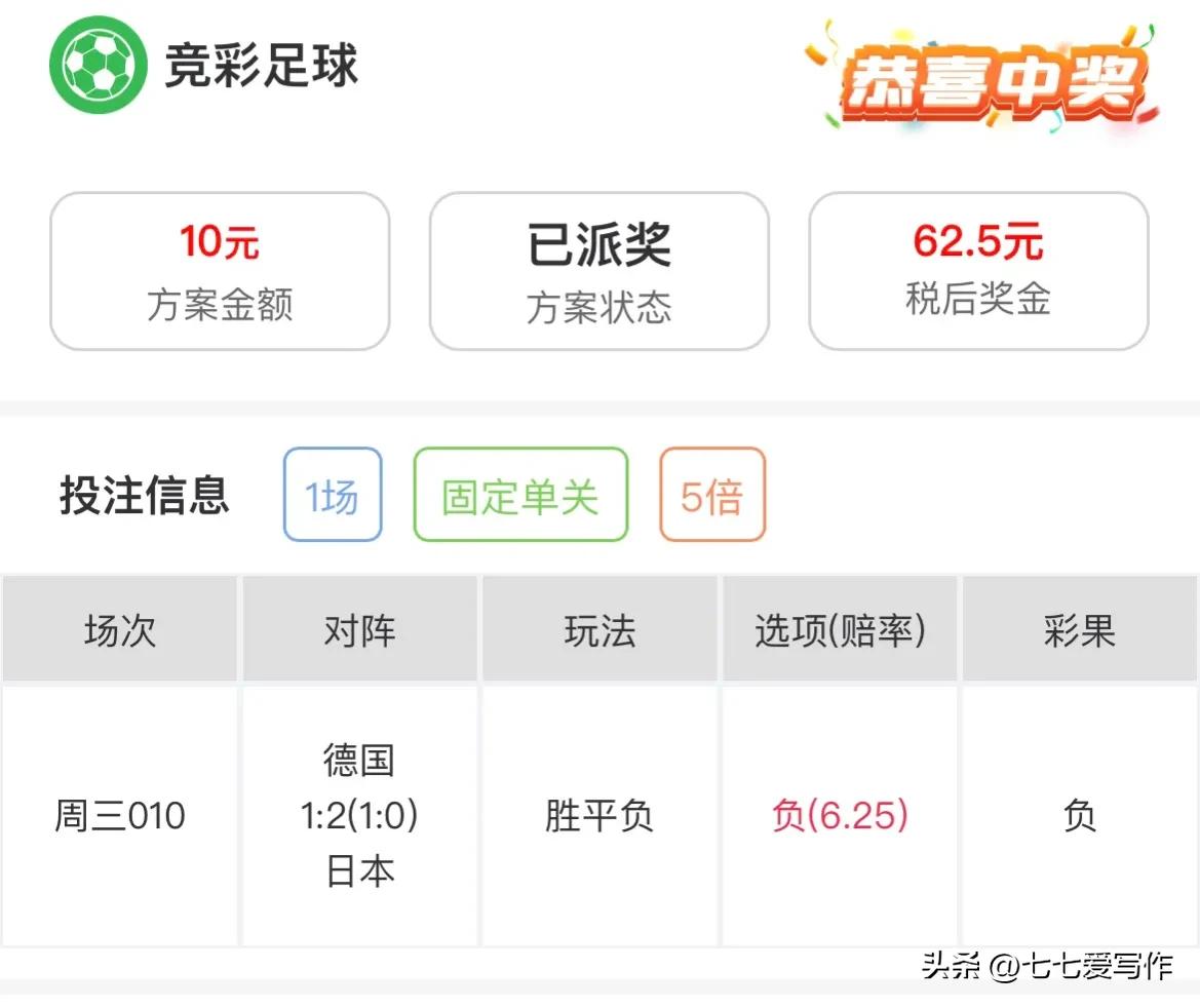 世界杯买德国赚多少,世界杯买日本的挣了多少