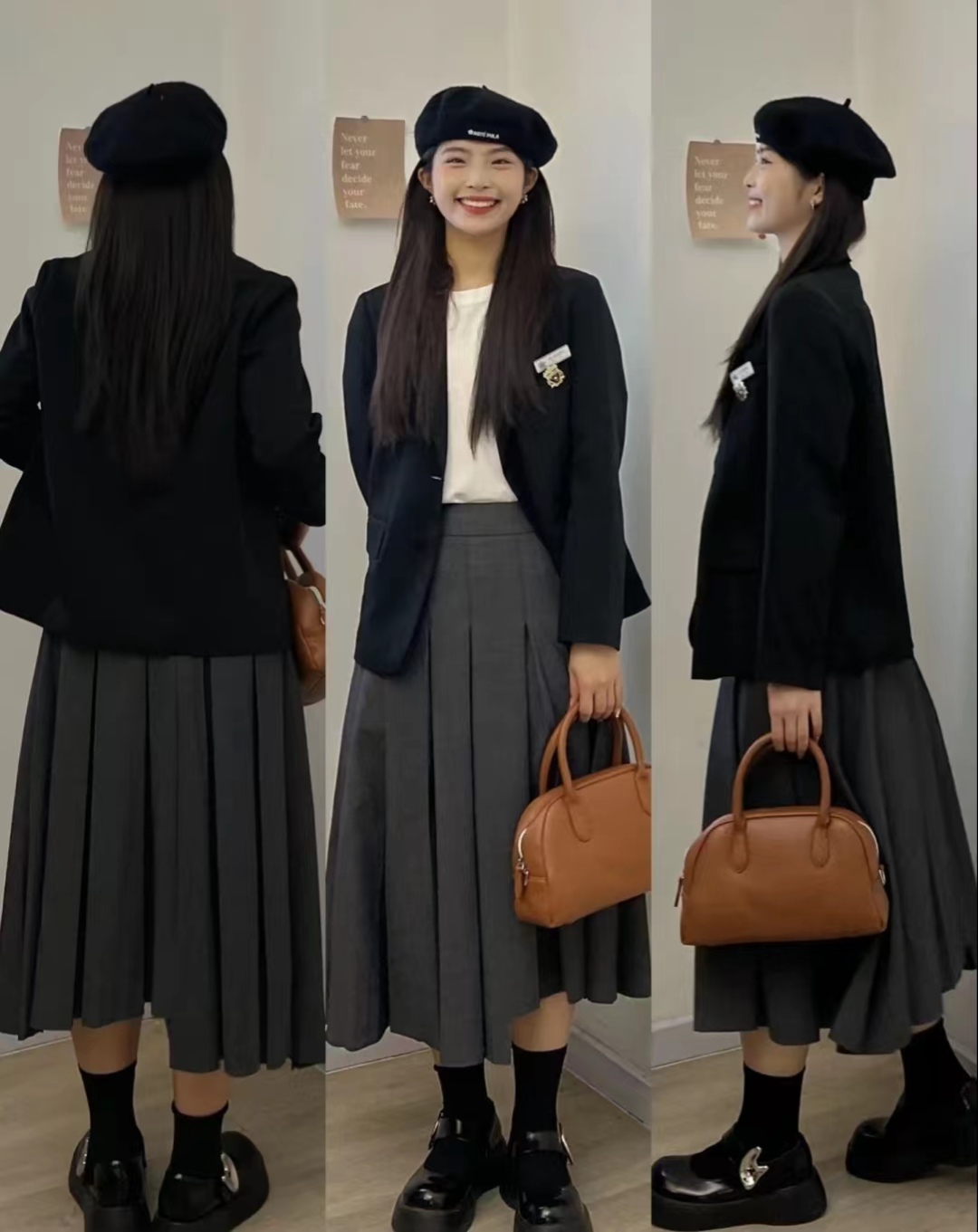 西装长裙搭配西装外套,西装外套配连衣裙气质高级感